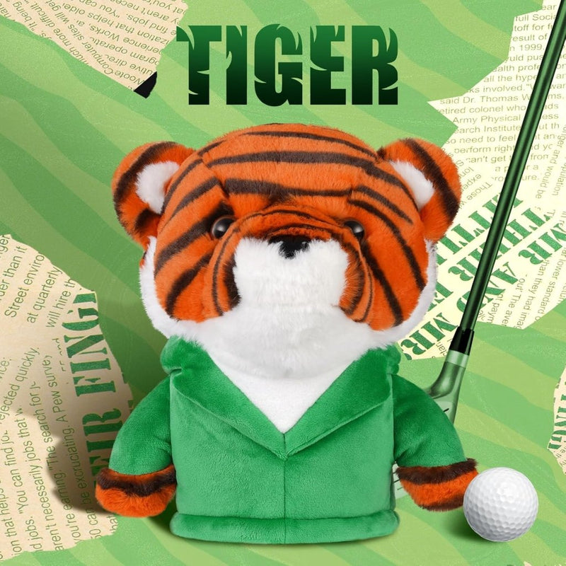 Carica l’immagine nel visualizzatore della galleria, Pluche golfclubhoes met tijger in groene jas voor drivers tot 460cc – dierenheadcover – golfcadeau - happygetfit.com
