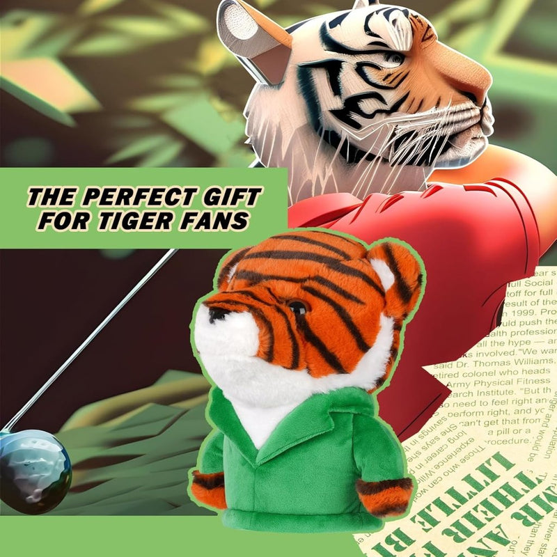 Carica l’immagine nel visualizzatore della galleria, Pluche golfclubhoes met tijger in groene jas voor drivers tot 460cc – dierenheadcover – golfcadeau - happygetfit.com
