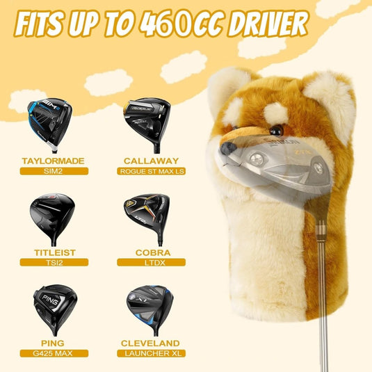 Pluche golfclubhoes Shiba Inu voor drivers tot 460 cc - happygetfit.com