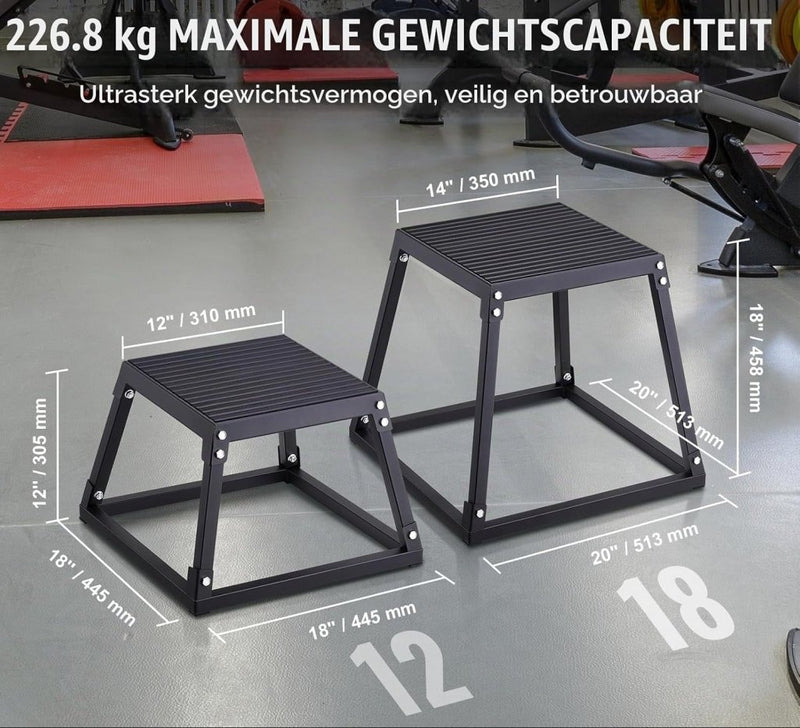 Laad afbeelding in Galerijviewer, Plyo box set 3 stuks 30 46 en 61 cm van staal tot 227 kg – jump box – plyometrische training - happygetfit.com

