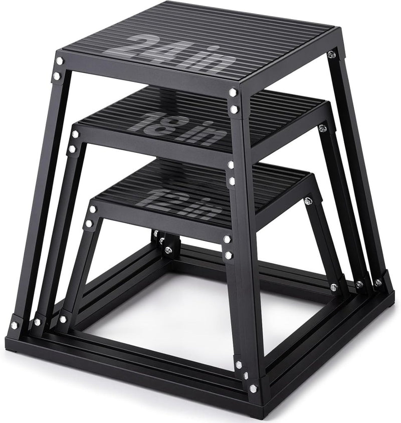 Laad afbeelding in Galerijviewer, Plyo box set 3 stuks 30 46 en 61 cm van staal tot 227 kg – jump box – plyometrische training - happygetfit.com
