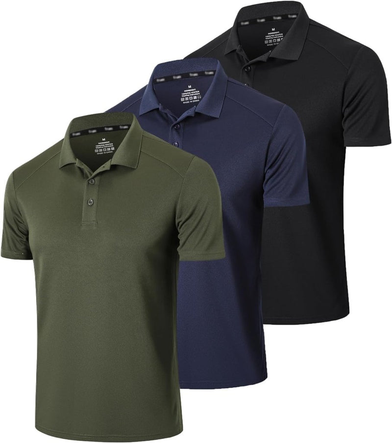 Load image into Gallery viewer, Poloshirts voor heren, 3-pack, met korte mouwen, Dry Fit, lichtgewicht, golf, casual, kraag, tops, luchtdoorlatend, vochtabsorberend, werk, shirts - happygetfit.com
