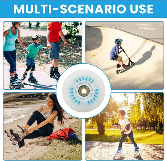 PORFOYO Inline skate-wielen, 76mm Lichtgevende rolschaatsen wielen 8 stuks, Inline skate onderdelen wielen met kogellagers, universele PU-wielen voor alle soorten rolschaatsen (76MM) - happygetfit.com
