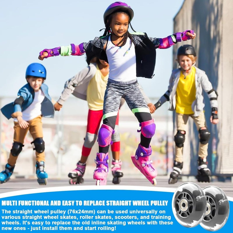 Load image into Gallery viewer, PORFOYO Inline skate wielen, 8 stuks lichtgevende rolschaatsen, wielen 76 mm, inline skate onderdelen, wielen met kogellagers, universele PU-wielen voor alle soorten rolschaatsen (76 mm) - happygetfit.com
