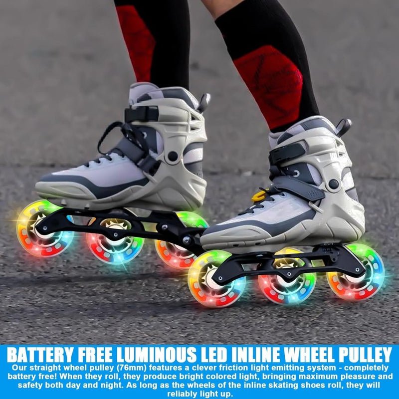 Load image into Gallery viewer, PORFOYO Inline skate wielen, 8 stuks lichtgevende rolschaatsen, wielen 76 mm, inline skate onderdelen, wielen met kogellagers, universele PU-wielen voor alle soorten rolschaatsen (76 mm) - happygetfit.com
