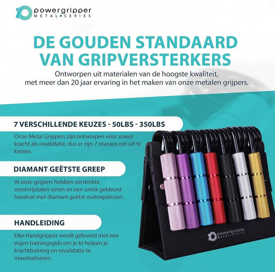 Powerball Metal Power Grippers Professional Grade - 8 weerstanden voor Grip, Pols & Arm Training (50lbs - 400lbs) - happygetfit.com