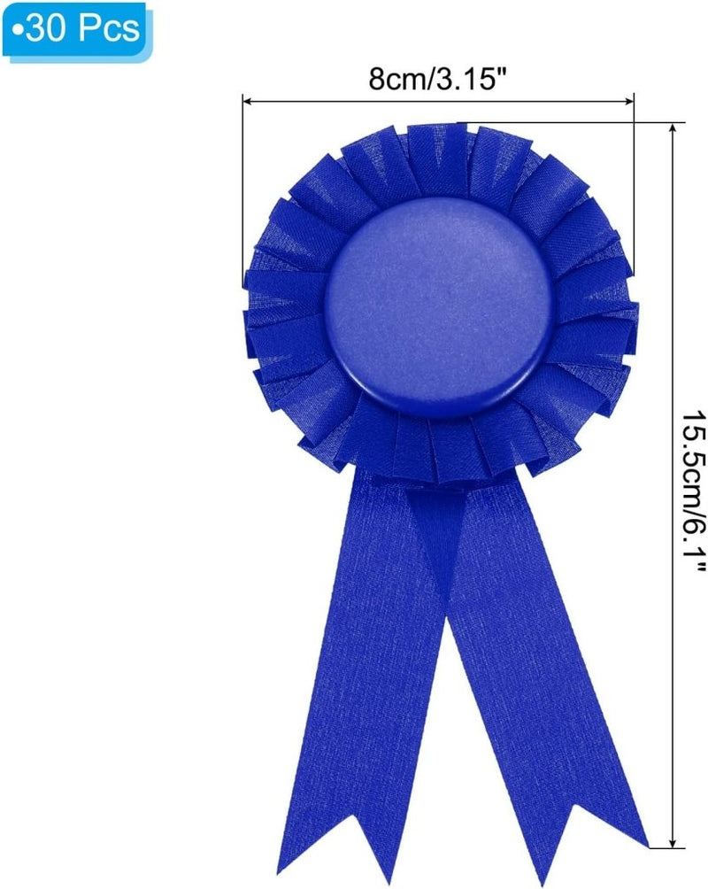 Chargez l'image dans la visionneuse de la galerie, Prijslinten 30 stuks 15,5 x 8 cm blauw met speld – blanco rozetlinten – award ribbons voor wedstrijden en prijsuitreikingen - happygetfit.com

