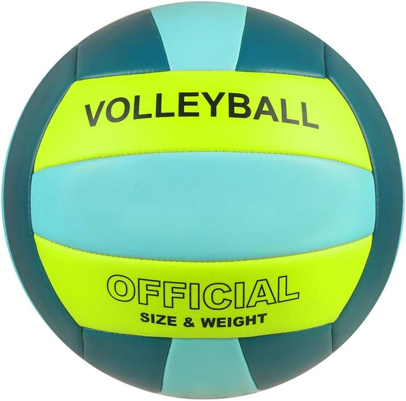 Load image into Gallery viewer, Een professionele volleybal maat 5 in geel en blauw, gemaakt van PU-leer en voorzien van het label &quot;Volleyball Official Size &amp; Weight&quot;, biedt een ergonomisch ontwerp voor optimale prestaties.
