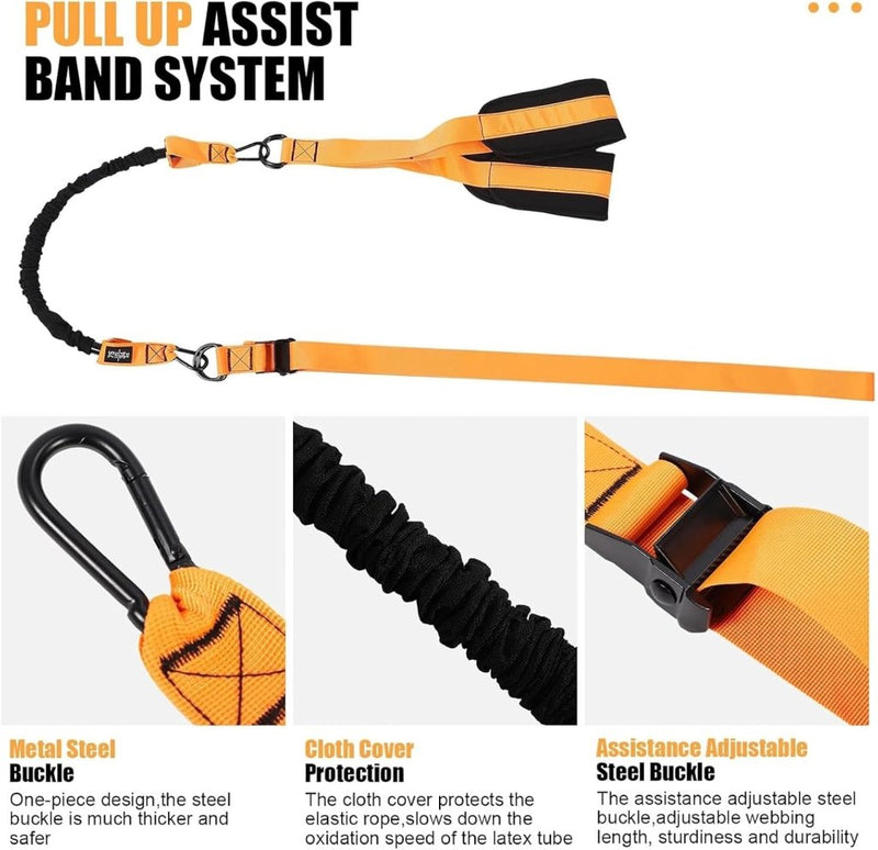 Laad afbeelding in Galerijviewer, Pull-up assist banden met 3 weerstandsniveaus handgrepen en verstelbare riem – optrekhulp – weerstandsbanden - happygetfit.com
