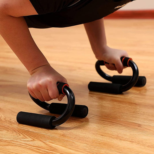 Push Up Bar Pushup Handles 2 Bars S Shapes for Floor Chest Workout Equipment Home Gym for Men and Women,Sweat Absorbent Thick Sponge Handle,Anti Slip PVC Bottom. - happygetfit.com