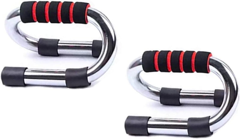 Załaduj obraz do przeglądarki galerii, Push-up bars 2 stuks van staal met schuimhandgrepen tot 150 kg – opdruksteunen – krachttraining - happygetfit.com
