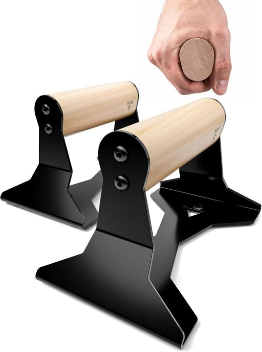 Push-up bars met houten handgrepen en antislip stalen frame – opdruksteunen – calisthenics - happygetfit.com