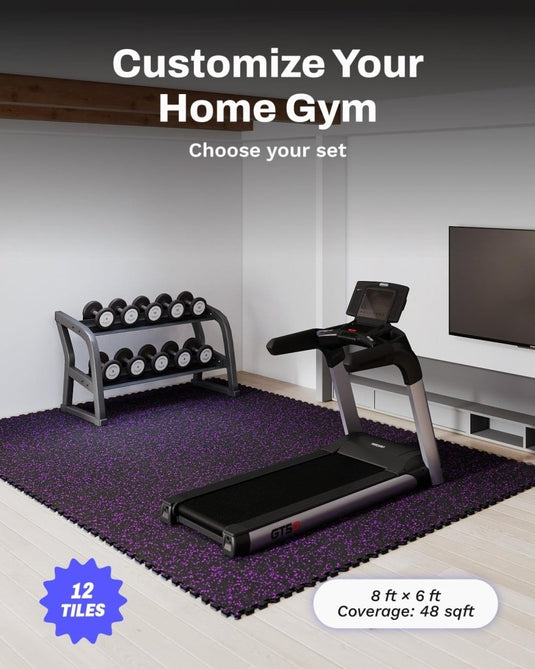 Puzzelmat fitness 12 stuks – 60 x 60 x 1,4 cm – antislip rubber en EVA vloerbescherming voor homegym – zwart/wit - happygetfit.com