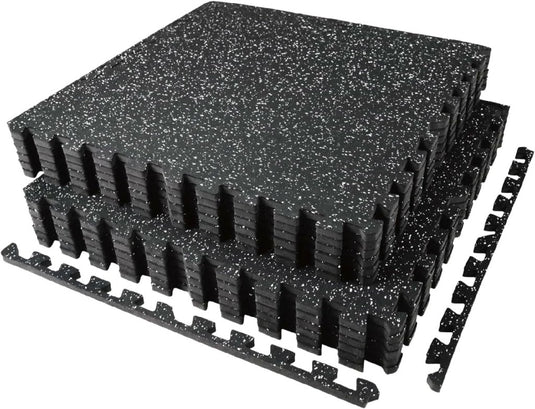 Puzzelmat fitness 12 stuks – 60 x 60 x 1,4 cm – antislip rubber en EVA vloerbescherming voor homegym – zwart/wit - happygetfit.com