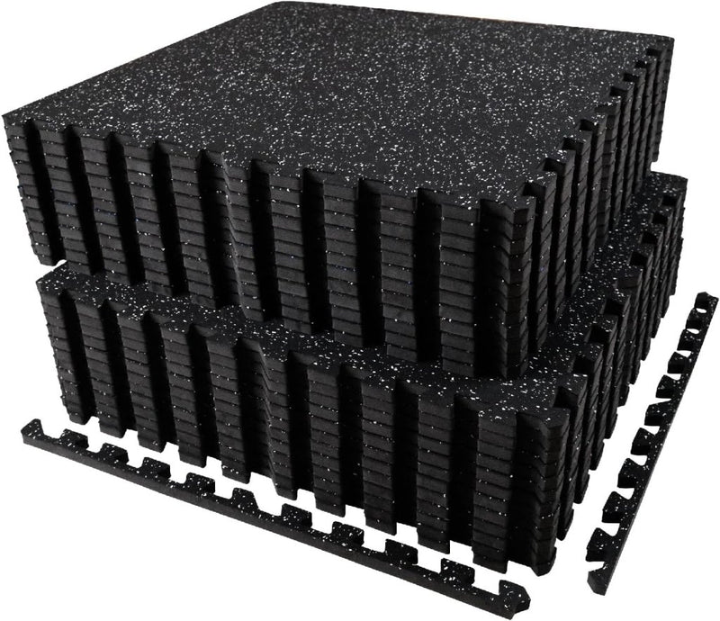 Laden Sie das Bild in Galerie -Viewer, Puzzelmat fitness 12 stuks – 60 x 60 x 1,4 cm – antislip rubber en EVA vloerbescherming voor homegym – zwart/wit - happygetfit.com
