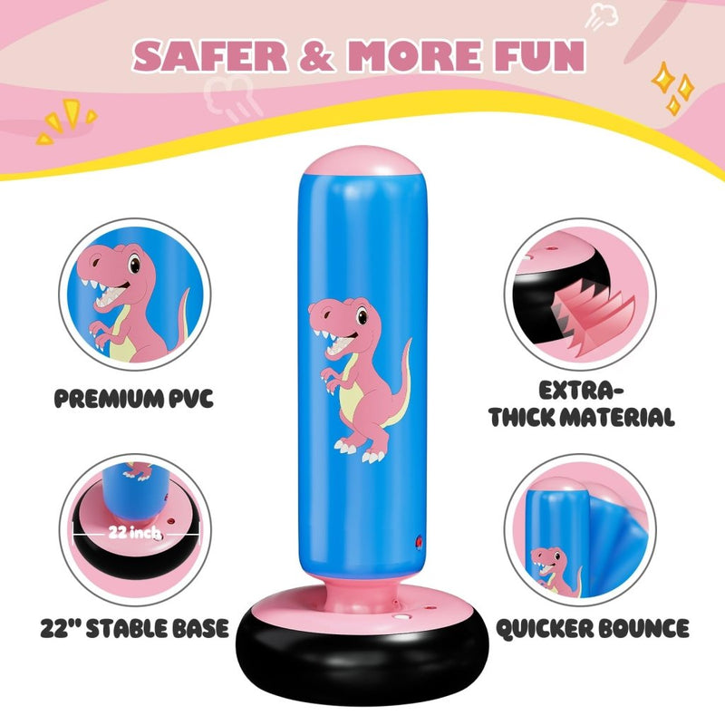 Laad afbeelding in Galerijviewer, QPAU Inflatable Punching Bag, 48 Inch Stable Inflatable Boxing Bag for 3-6 Kids,Dinosaur Toy &amp; Gifts for Boys and Girls, Kids Boxing Set for Practicing Karate, Taekwondo - happygetfit.com
