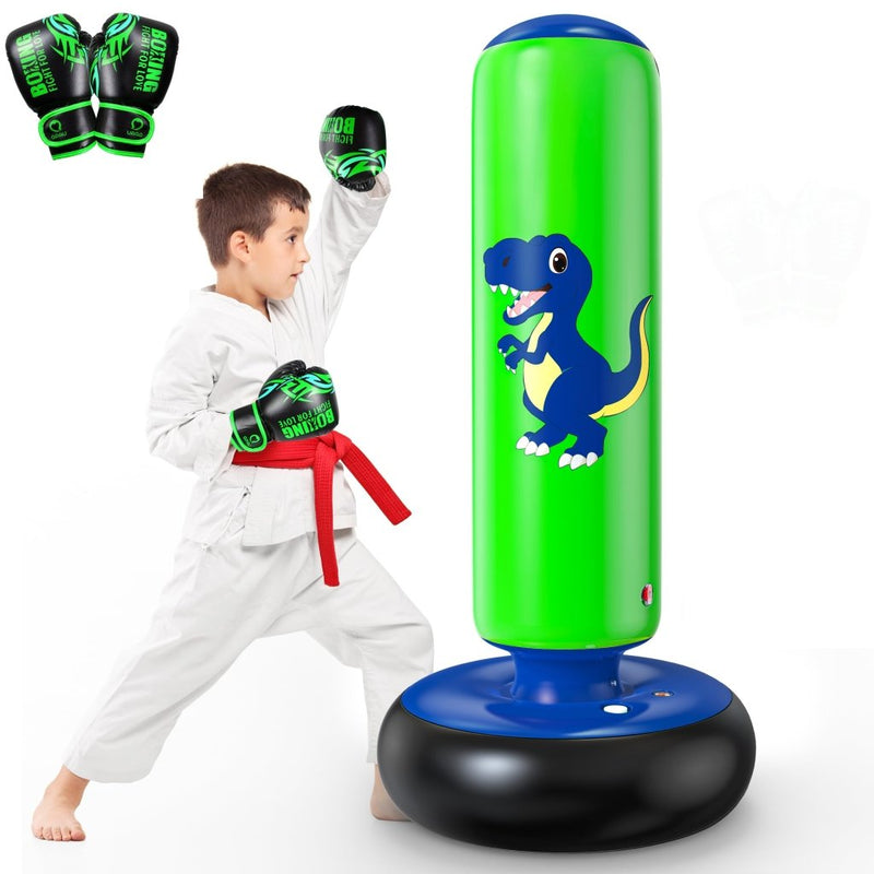 Laad afbeelding in Galerijviewer, QPAU Inflatable Punching Bag, 48 Inch Stable Inflatable Boxing Bag for 3-6 Kids,Dinosaur Toy &amp; Gifts for Boys and Girls, Kids Boxing Set for Practicing Karate, Taekwondo - happygetfit.com

