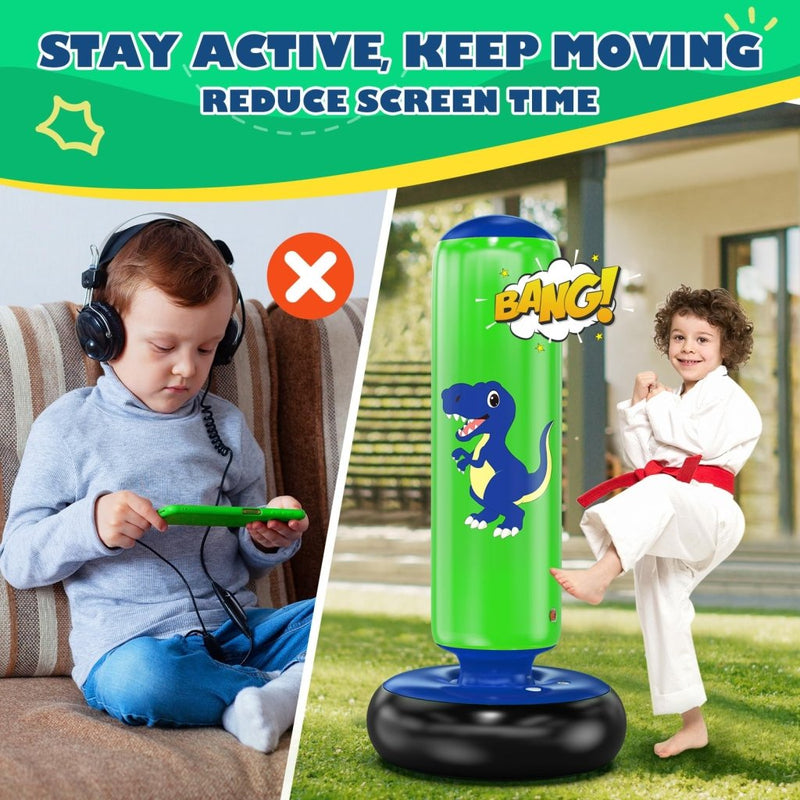 Laad afbeelding in Galerijviewer, QPAU Inflatable Punching Bag, 48 Inch Stable Inflatable Boxing Bag for 3-6 Kids,Dinosaur Toy &amp; Gifts for Boys and Girls, Kids Boxing Set for Practicing Karate, Taekwondo - happygetfit.com
