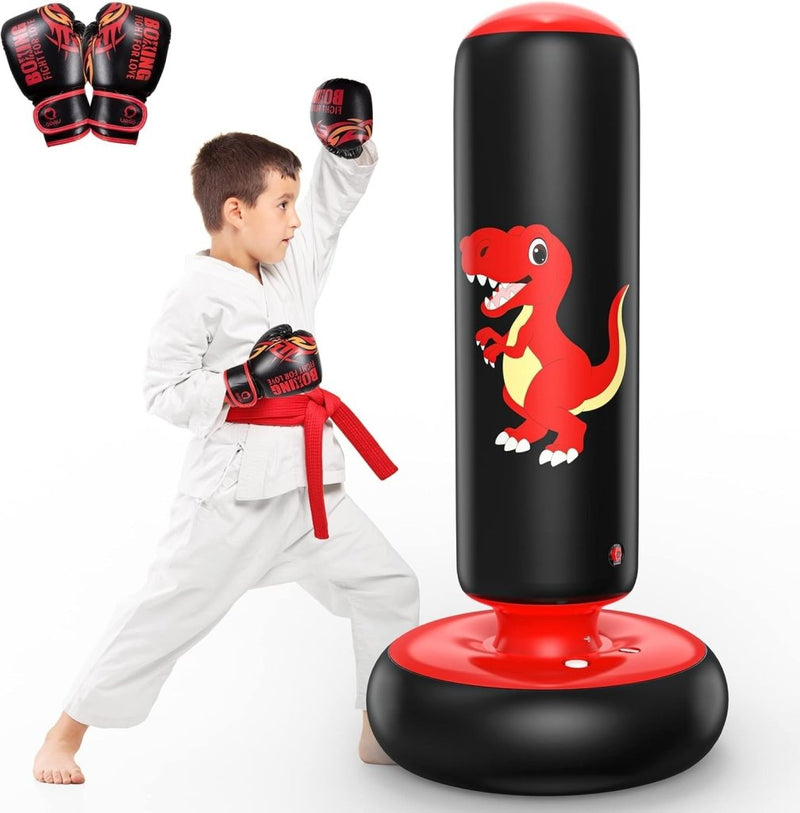 Laad afbeelding in Galerijviewer, QPAU Inflatable Punching Bag, 48 Inch Stable Inflatable Boxing Bag for 3-6 Kids,Dinosaur Toy &amp; Gifts for Boys and Girls, Kids Boxing Set for Practicing Karate, Taekwondo - happygetfit.com
