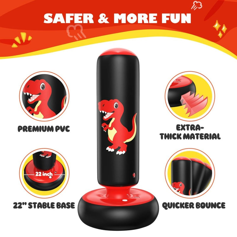 Laad afbeelding in Galerijviewer, QPAU Inflatable Punching Bag, 48 Inch Stable Inflatable Boxing Bag for 3-6 Kids,Dinosaur Toy &amp; Gifts for Boys and Girls, Kids Boxing Set for Practicing Karate, Taekwondo - happygetfit.com
