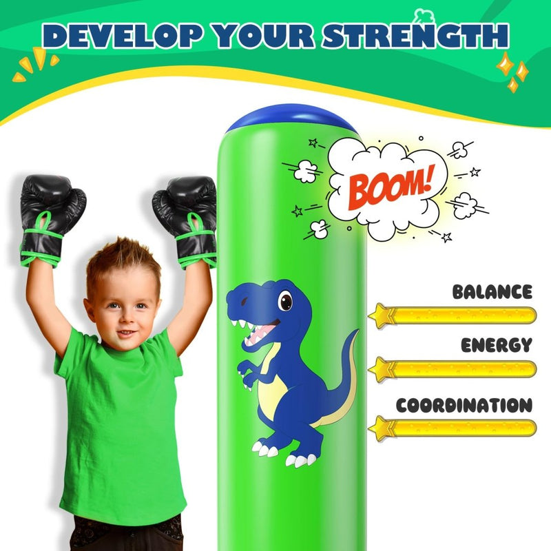 Laad afbeelding in Galerijviewer, QPAU Inflatable Punching Bag, 48 Inch Stable Inflatable Boxing Bag for 3-6 Kids,Dinosaur Toy &amp; Gifts for Boys and Girls, Kids Boxing Set for Practicing Karate, Taekwondo - happygetfit.com
