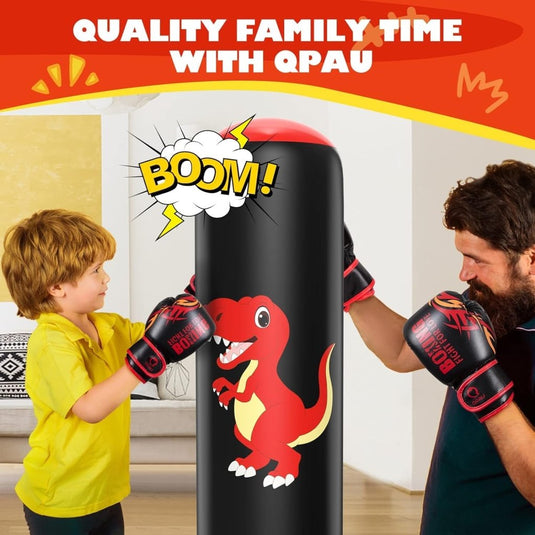 QPAU Inflatable Punching Bag, 48 Inch Stable Inflatable Boxing Bag for 3-6 Kids,Dinosaur Toy & Gifts for Boys and Girls, Kids Boxing Set for Practicing Karate, Taekwondo - happygetfit.com