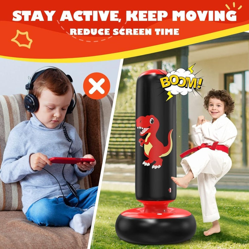 Laad afbeelding in Galerijviewer, QPAU Inflatable Punching Bag, 48 Inch Stable Inflatable Boxing Bag for 3-6 Kids,Dinosaur Toy &amp; Gifts for Boys and Girls, Kids Boxing Set for Practicing Karate, Taekwondo - happygetfit.com
