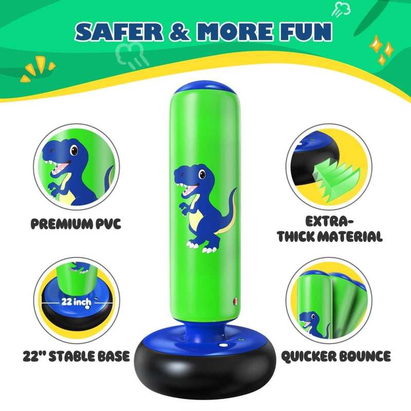 Laad afbeelding in Galerijviewer, QPAU Inflatable Punching Bag, 48 Inch Stable Inflatable Boxing Bag for 3-6 Kids,Dinosaur Toy &amp; Gifts for Boys and Girls, Kids Boxing Set for Practicing Karate, Taekwondo - happygetfit.com
