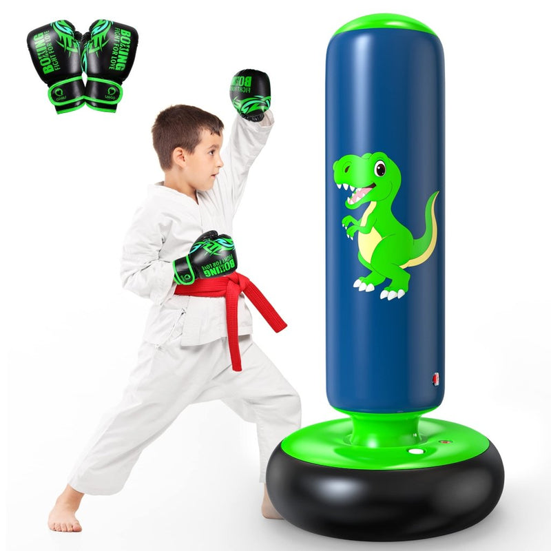 Laad afbeelding in Galerijviewer, QPAU Inflatable Punching Bag, 48 Inch Stable Inflatable Boxing Bag for 3-6 Kids,Dinosaur Toy &amp; Gifts for Boys and Girls, Kids Boxing Set for Practicing Karate, Taekwondo - happygetfit.com
