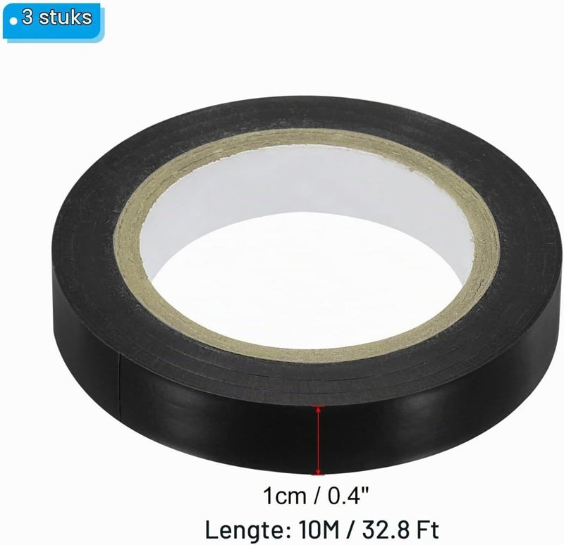 Laad afbeelding in Galerijviewer, Racket afwerktape 10 meter 3 rollen zwart – PVC grip tape – tennis badminton accessoires - happygetfit.com
