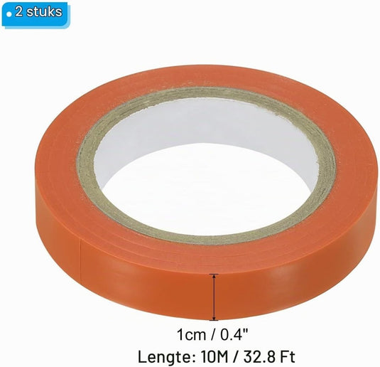 Racket afwerktape 2 rollen 10 meter van PVC oranje – grip afwerkingstape – tennis badminton accessoires - happygetfit.com