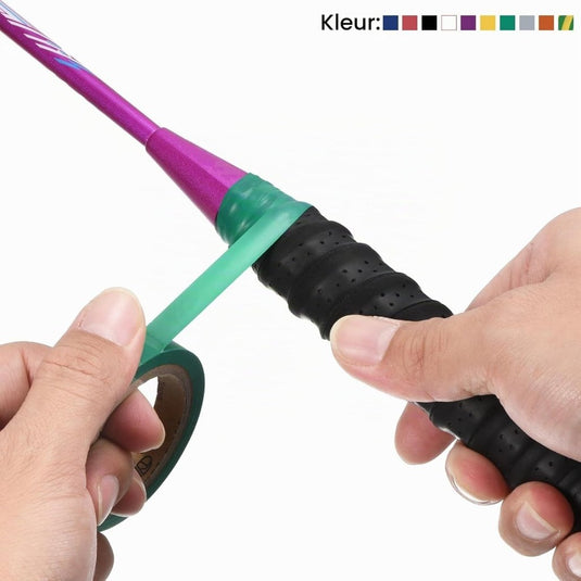 Racket afwerktape 6 stuks 10 meter van PVC zwart-wit – grip tape – tennis badminton accessoires - happygetfit.com