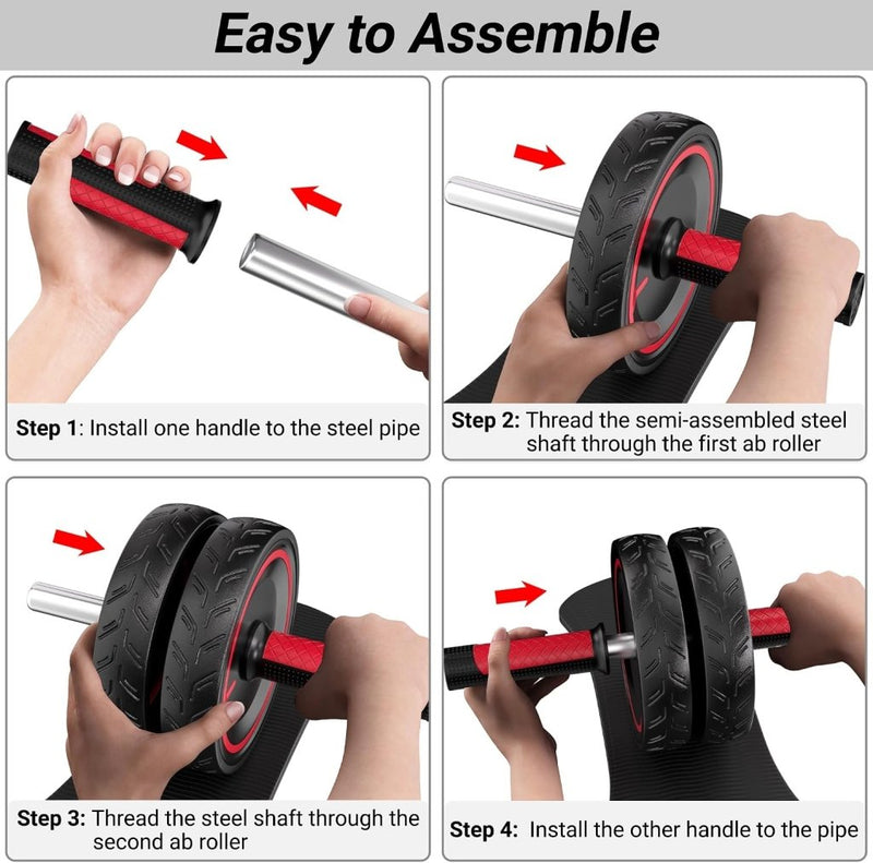 Load image into Gallery viewer, READAEER Ab Roller Wheel, Heavy Duty Workout Equipment for Home Gym, Professional Metal Handle with Rubber Surface Abdominal Exercise Wheel for Strength Training, Ab Wheel with Knee Pad - happygetfit.com
