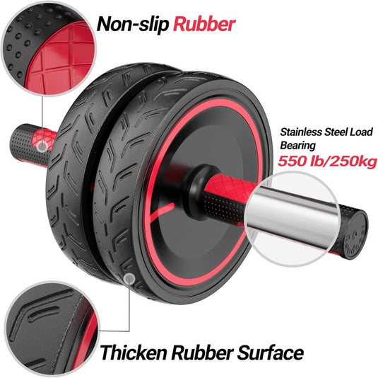 READAEER Ab Roller Wheel, Heavy Duty Workout Equipment for Home Gym, Professional Metal Handle with Rubber Surface Abdominal Exercise Wheel for Strength Training, Ab Wheel with Knee Pad - happygetfit.com