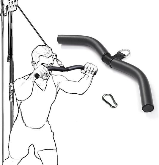 Rechte kabelstang 40 cm met antislip handgrepen tot 150 kg – lat pulldown bar – biceps triceps stang - happygetfit.com