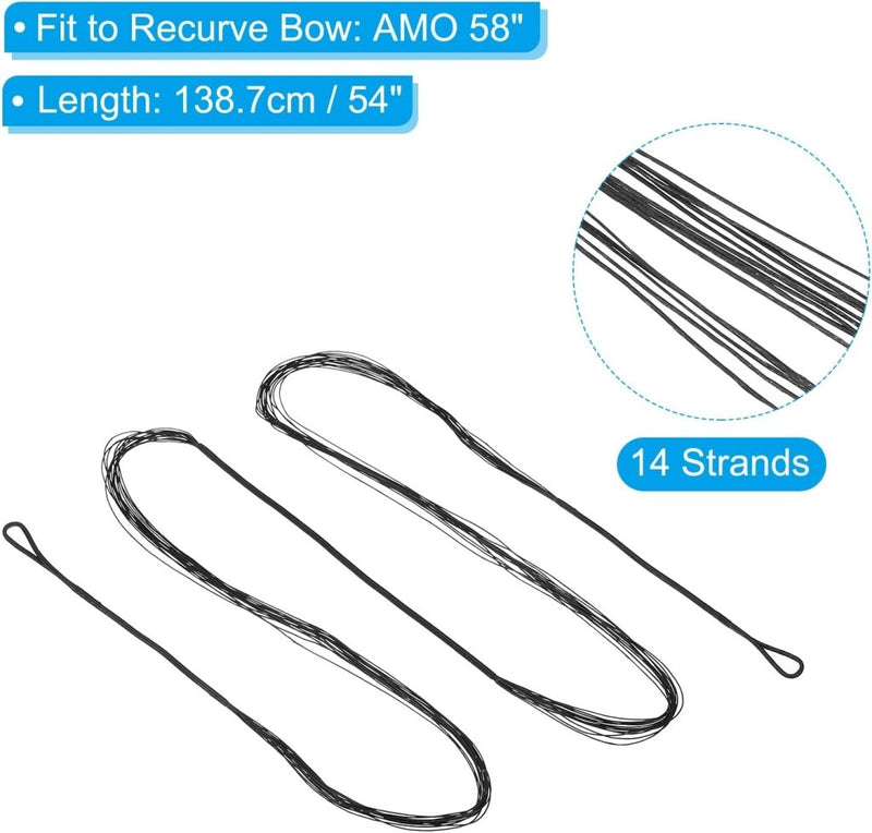 Laad afbeelding in Galerijviewer, Recurve boogsnaar 54 inch 14 strengen voor AMO 58 inch met 4 nokpunten – boogschieten accessoires - happygetfit.com
