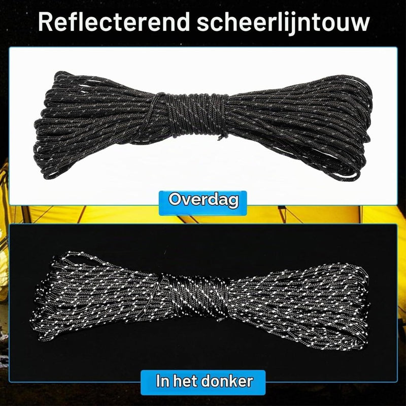 Laad afbeelding in Galerijviewer, Reflecterend tentkoord 20 meter x 2 mm zwart – scheerlijn – camping touw - happygetfit.com
