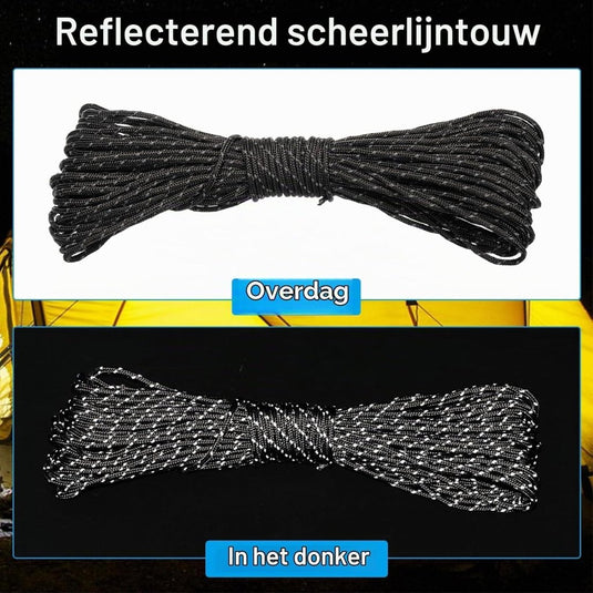 Reflecterend tentkoord 20 meter x 2 mm zwart – scheerlijn – camping touw - happygetfit.com