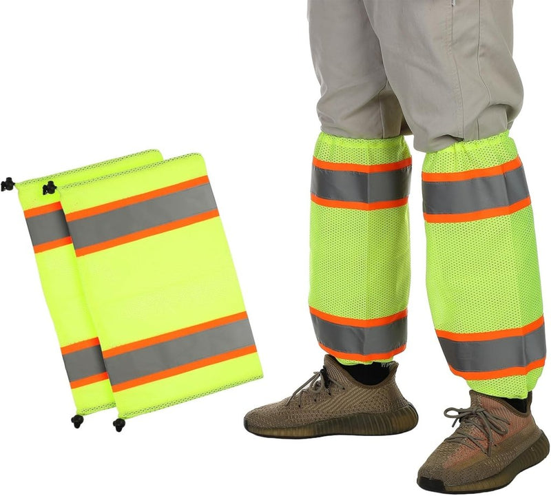 Laad afbeelding in Galerijviewer, Reflecterende beenhoezen 1 paar high visibility geel-oranje – hi-vis beenkappen – outdoor accessoires - happygetfit.com
