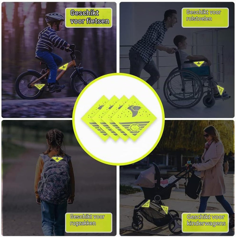 Charger l’image dans la visionneuse de galerie, Reflecterende kinderwagenstickers 4 stuks 12 x 12 cm van Oxford-stof met klittenband – veiligheidsreflectoren – zichtbaarheid - happygetfit.com

