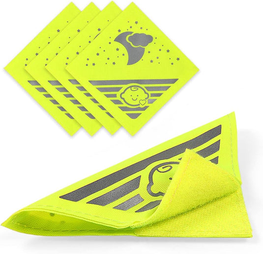 Reflecterende kinderwagenstickers 4 stuks 12 x 12 cm van Oxford-stof met klittenband – veiligheidsreflectoren – zichtbaarheid - happygetfit.com
