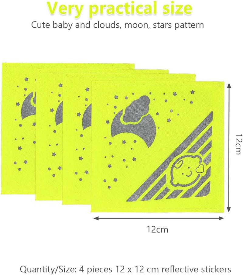 Charger l’image dans la visionneuse de galerie, Reflecterende kinderwagenstickers 4 stuks 12 x 12 cm van Oxford-stof met klittenband – veiligheidsreflectoren – zichtbaarheid - happygetfit.com
