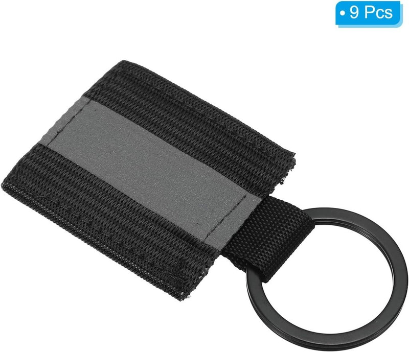 Carica l’immagine nel visualizzatore della galleria, Reflecterende sleutelhangers 9 stuks van nylon zwart – reflector hangers – fiets hardloop accessoires - happygetfit.com
