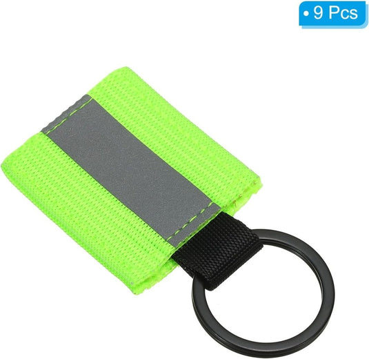Reflecterende sleutelhangers 9 stuks van nylon zwart – reflector hangers – fiets hardloop accessoires - happygetfit.com