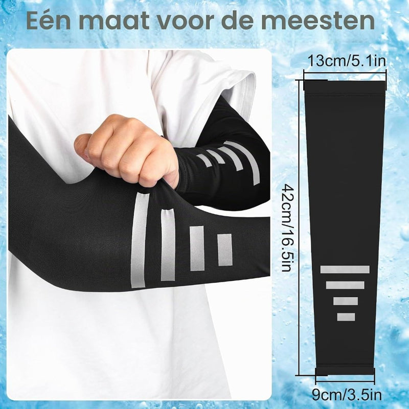 Load image in Gallery Viewer, Reflecterende sportarmmouwen met UV-bescherming van elastische ademende stof – zonwerende mouwen – armprotectie - happygetfit.com
