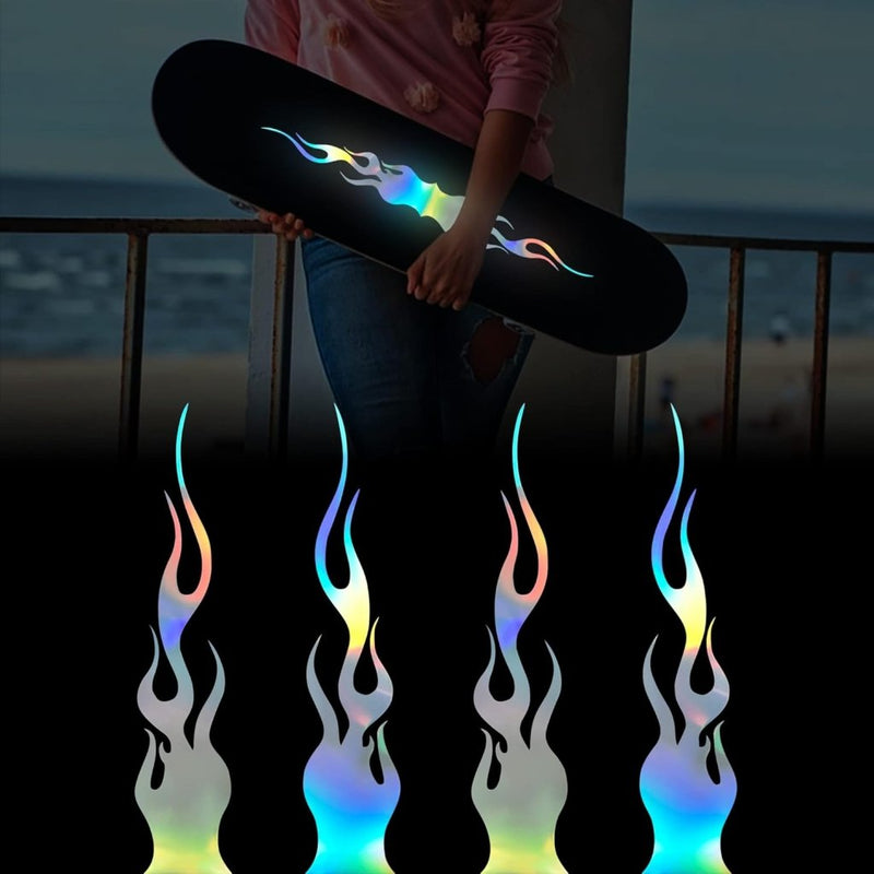 Load image into Gallery viewer, Reflecterende vlamstickers set van 4 rood 20 cm - happygetfit.com
