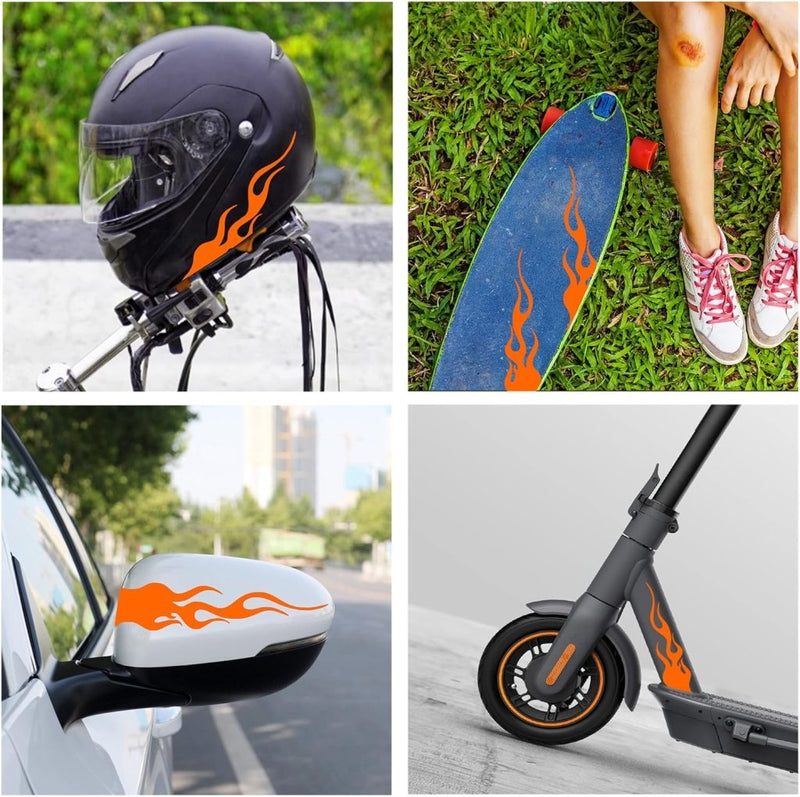 Load image into Gallery viewer, Reflecterende vlamstickers set van 4 rood 20 cm - happygetfit.com
