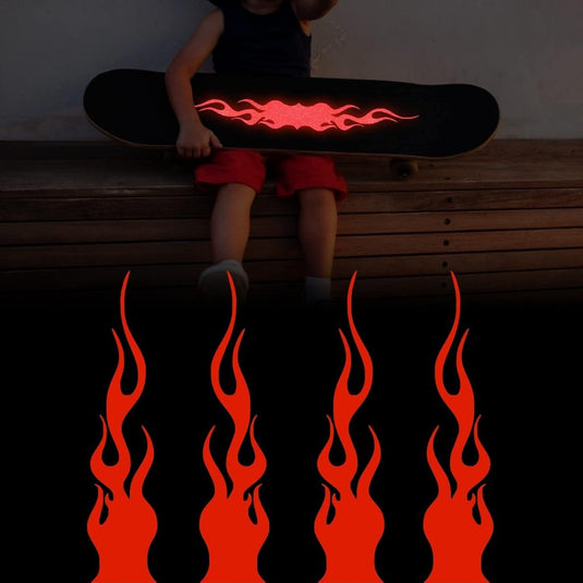Reflecterende vlamstickers set van 4 rood 20 cm - happygetfit.com