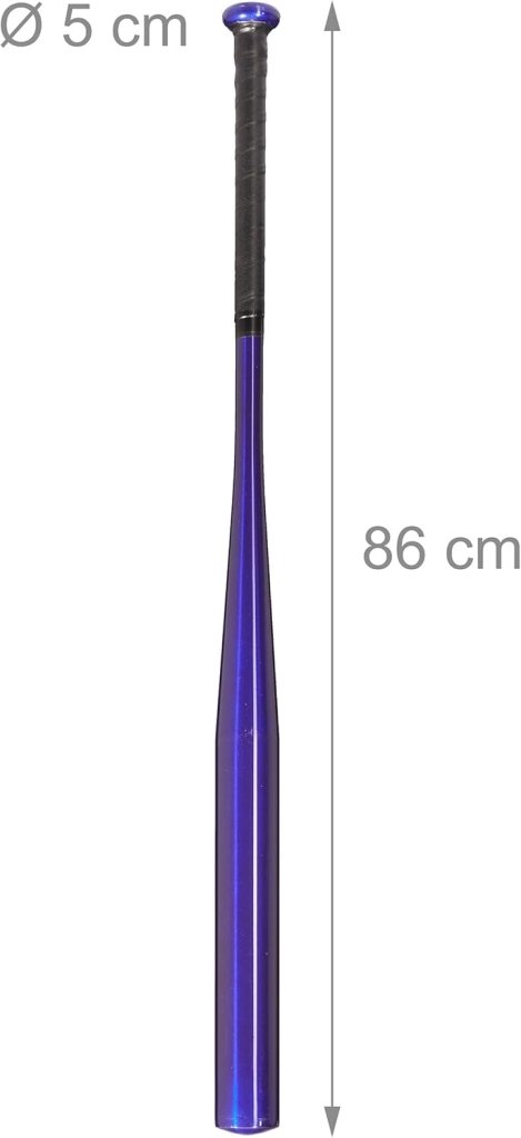 Relaxdays honkbalknuppel aluminium, 34 inch/ 86 cm, antislip, lichtgewicht, voor hobby & vrije tijd, baseball bat, blauw - happygetfit.com