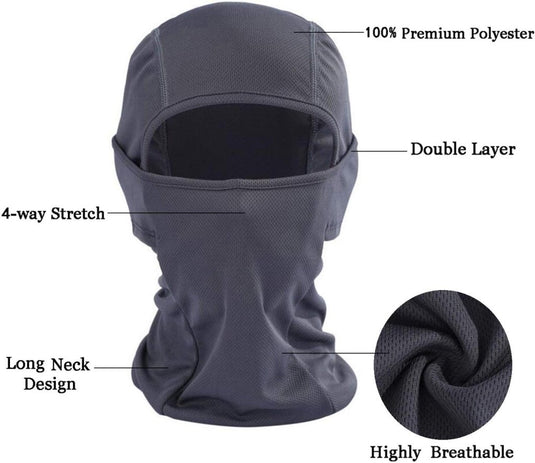 Rmeet Bivakmuts, gezichtsmasker winddicht nylon bivakmutsen unisex mannen vrouwen hoofddeksel voor buiten motorhelm fietsen skiën wintersport grijs - happygetfit.com